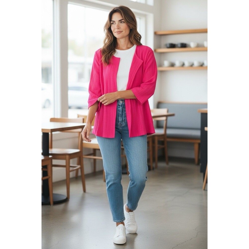 Travelers Collection Hot Pink Fly Front Jacket Size XL